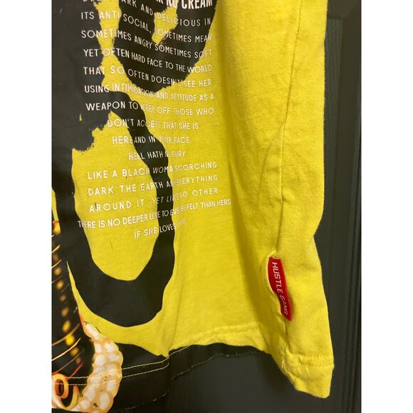 Hustle Gang Shirt Men's Large Black Coffee Woman Streetwear Hip-Hop Yellow Short - Picture 4 of 7